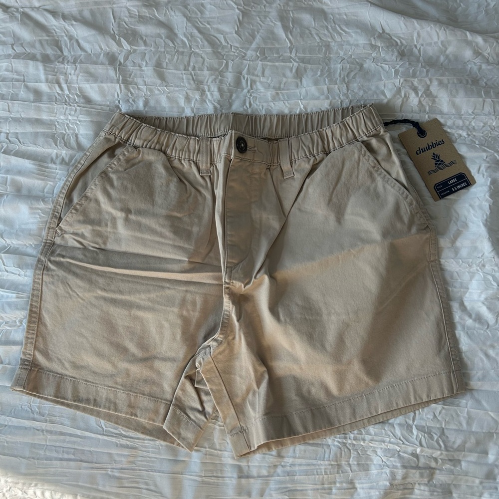 Chubbies Tan Flat Front Shorts with Relaxed Fit